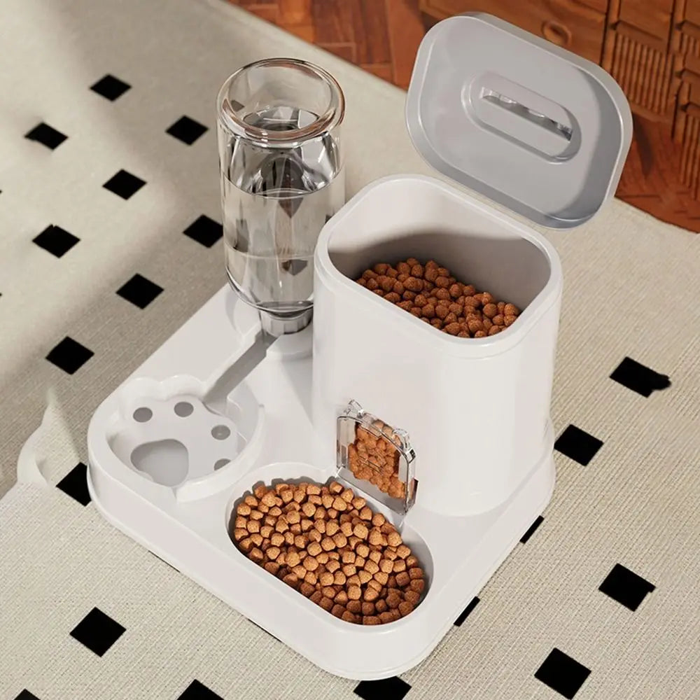 Large Capacity 2 in 1 Cat Food Dispenser Detachable with Water Fountain Automatic Cat Water Feeder Dry Wet Separation