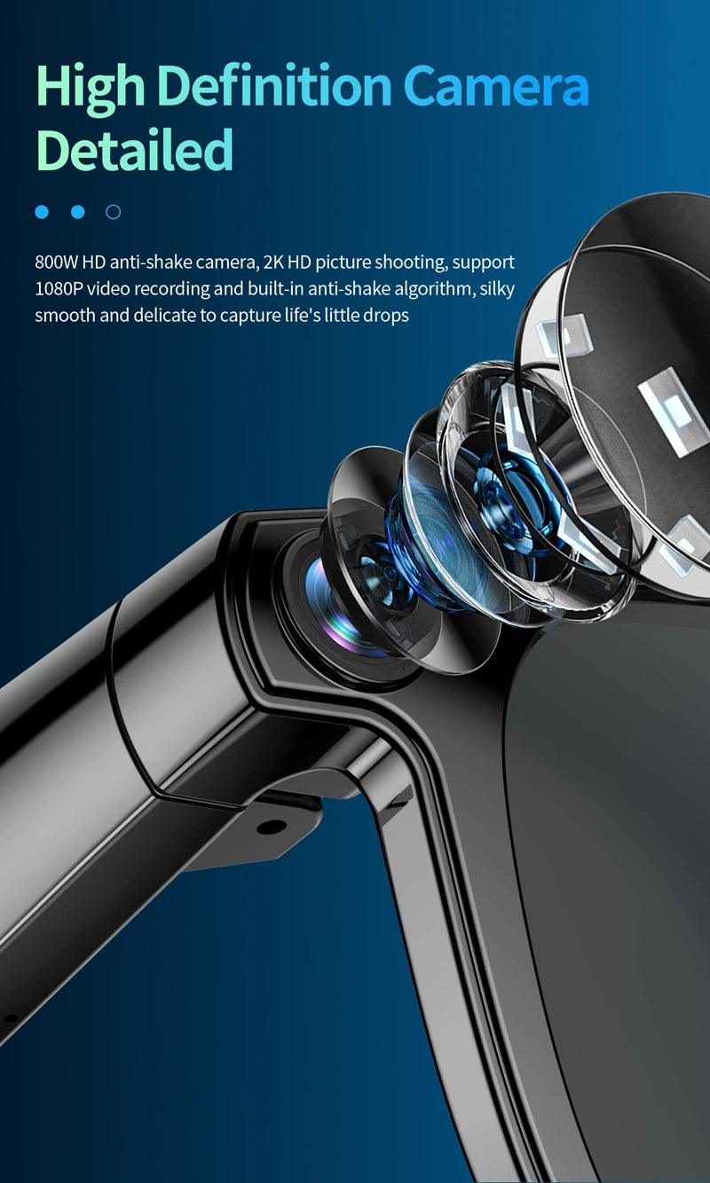 AI Smart Glasses 800W HD Camera Black Technology Image Translation Chat GPT Video Call Photo Waterproof For Men Women