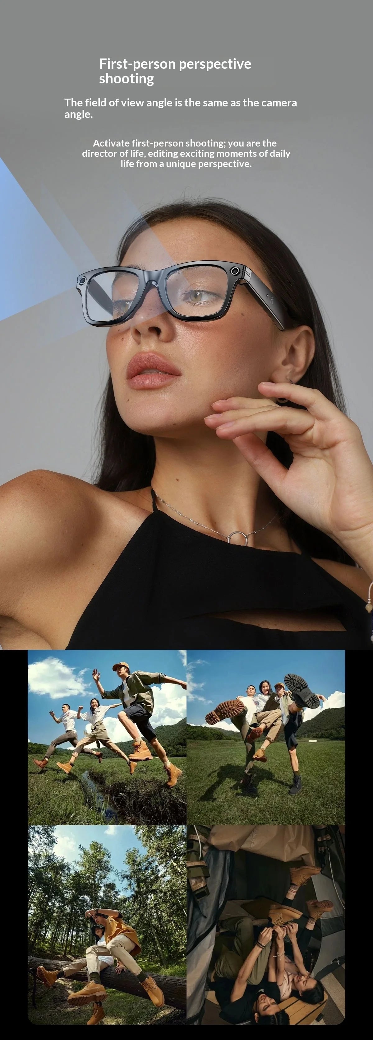 2025 AI Smart Glasses - 8MP Camera for First-Person Vlog, Voice Translation, Music & Calls, IP65 Waterproof, Ultra-Light