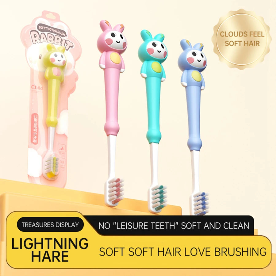 Kid's cartoon rabbit soft  toothbrush gently cleans