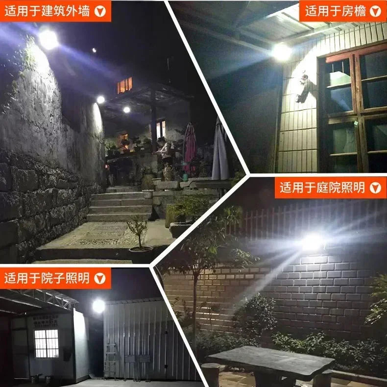 Solar Flood Lights 50-500W Solar Powered Spotlight Outdoor Waterproof IP67 Villa Street Lighting Adjustable Angle Remote Control