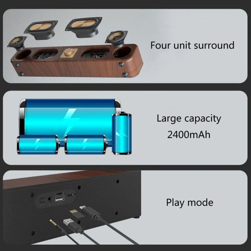 Bluetooth-compatible Speakers Wireless Sound Bar Speakers for Desktop Speakers Corded USB Connection for Monitors