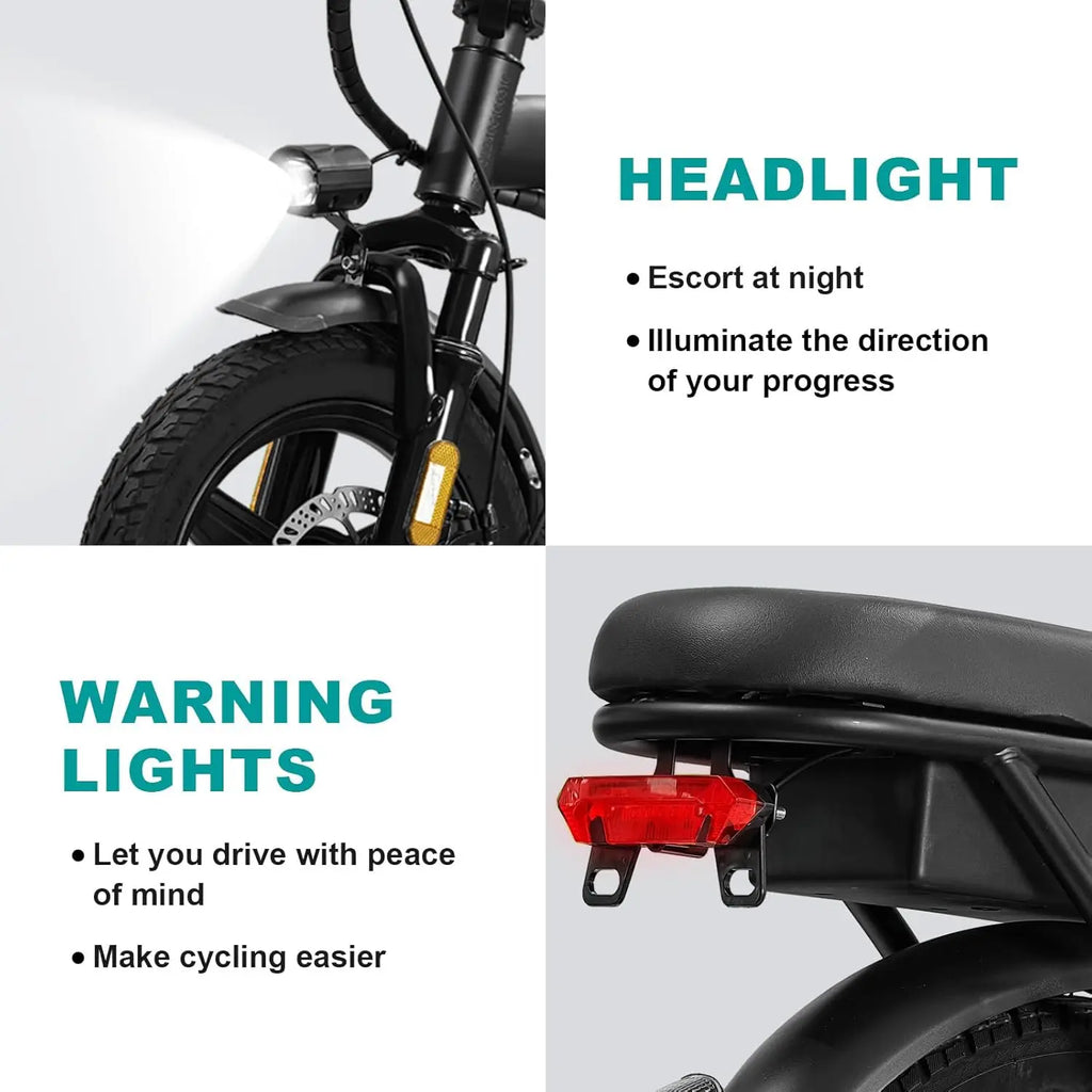 Electric Foldable Bike 520W Motor 24MPH 32Mi 48V 10Ah 3-Level Pedal Assist 14in UL2849, Custom