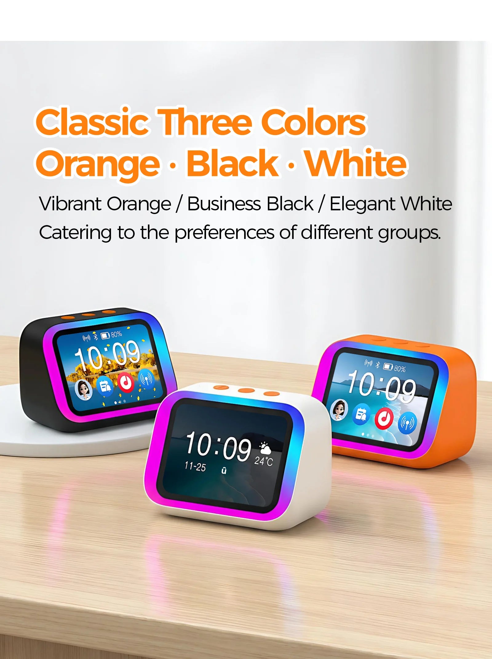 AI Bluetooth Speaker 5.4 AI voice assistant HD Touch Screen Display Electronic Album Alarm Clock Hands-free Calling