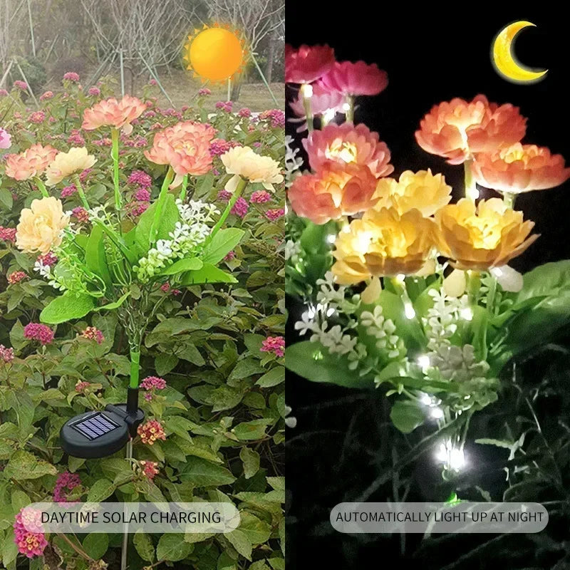 Solar Lights Outdoor Lighting Solar Garden Light Snow Lotus Flower Lawn Lamp for Yard Patio Flower Party Lamp Wedding Christmas