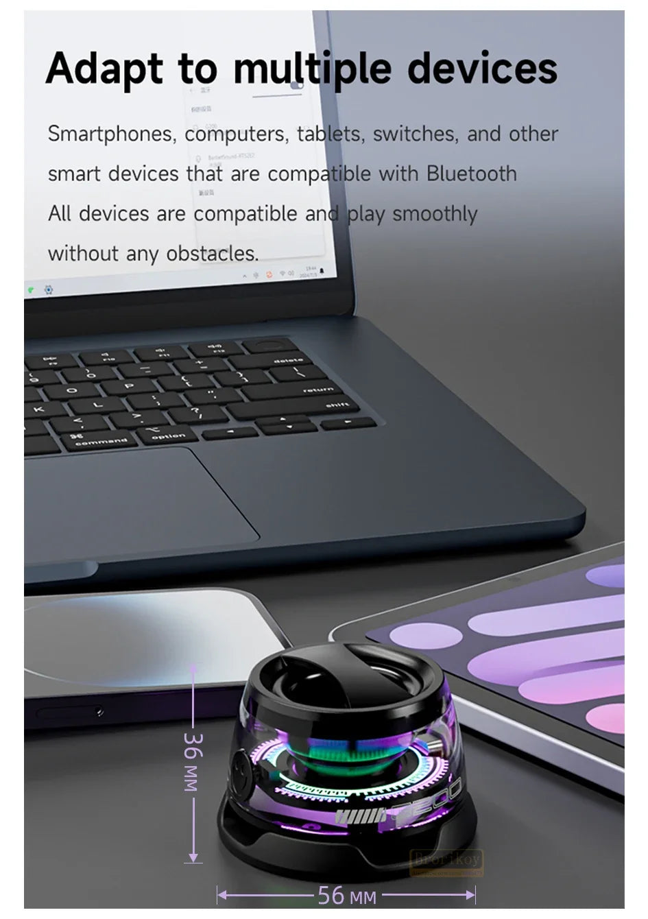 Wireless Bluetooth Speaker Gift Magnetic Bracket Portable High-sound Quality TWS interconnected LED Color Light Mini Speaker