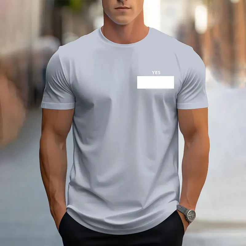 Men's Short Sleeve Summer  Sports Fitness T Shirt  Round Neck