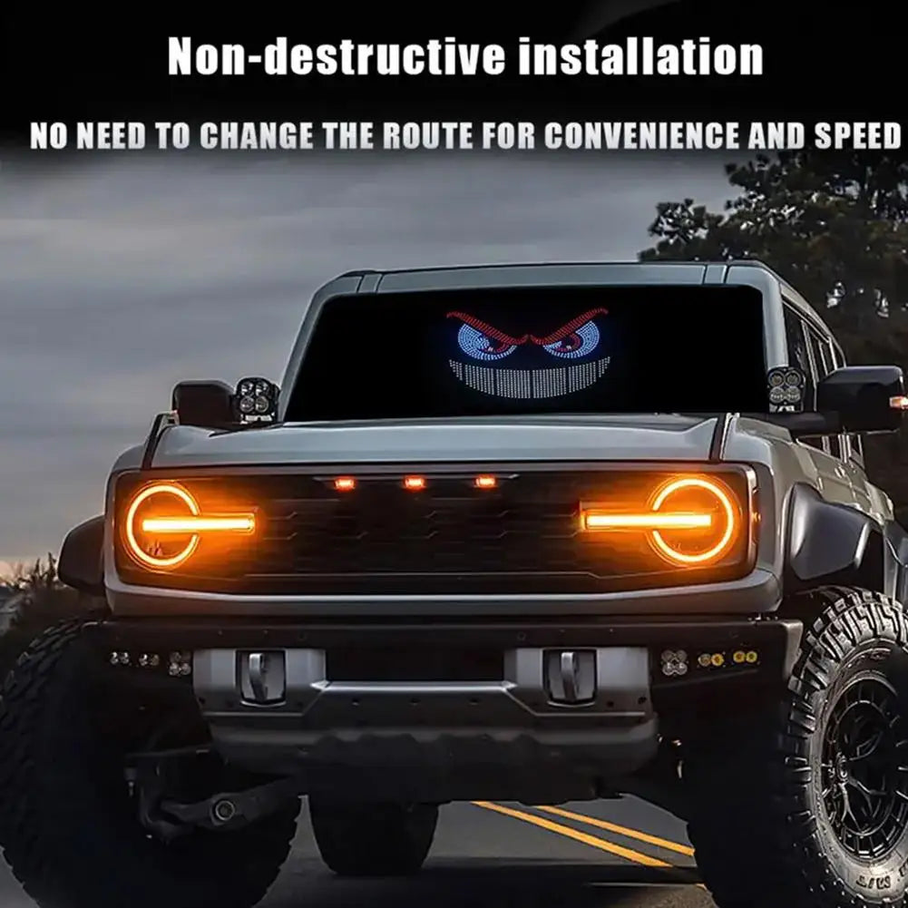 New Car Dynamic Devil's Eye Light LED Rear Windshield Decorative Warning Light With 11 Modes For Auto Modification Accessories