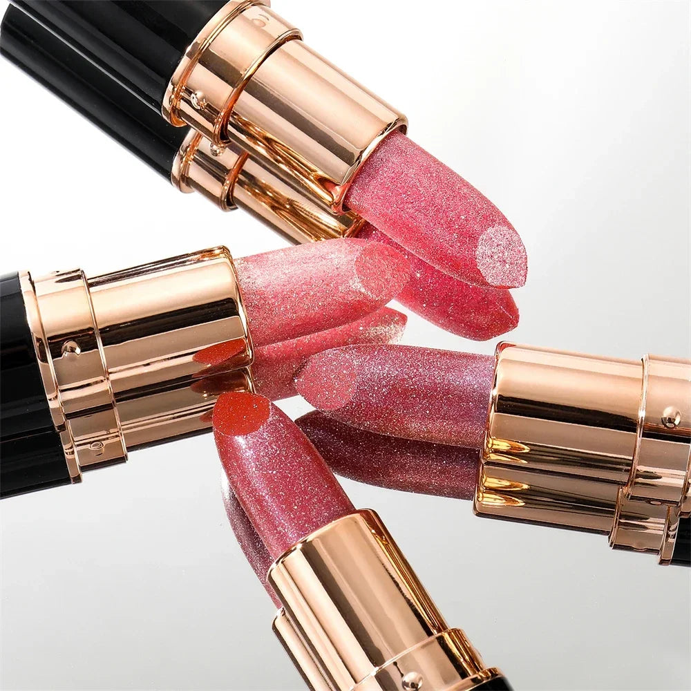 Glitter Metallic Lipstick Waterproof Long Lasting Diamond Pearlescent Lipstick Sexy Lipgloss Moisturizing Lips Makeup