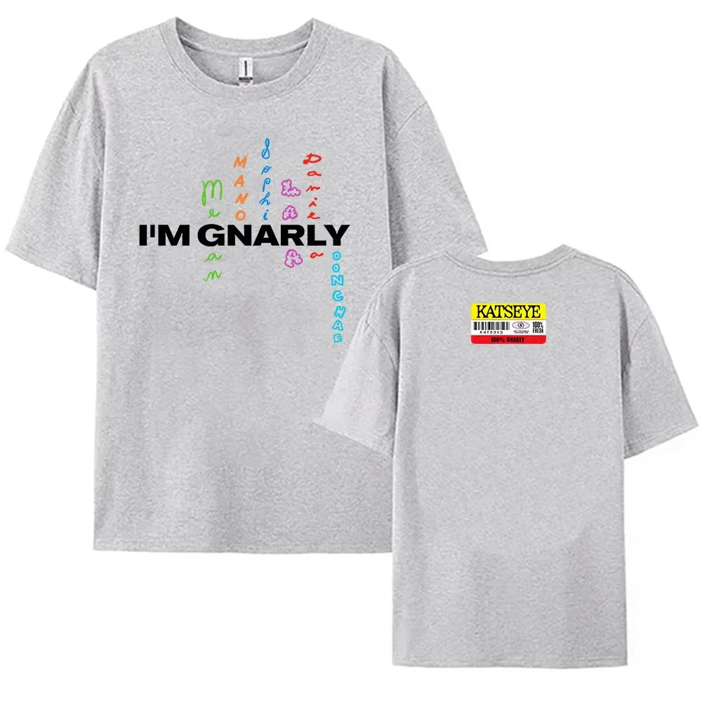 Katseye I'm Gnarly T-shirt Korean Girls Band Printing Tshirt Cotton Short Sleeve