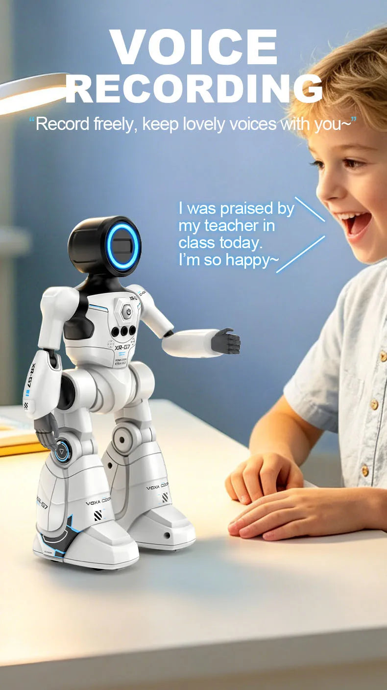 2.4G AI Smart Delivery Robot Gesture Voice Control Recording Programming LED Dancing Robot Christmas Toy Gift for Children