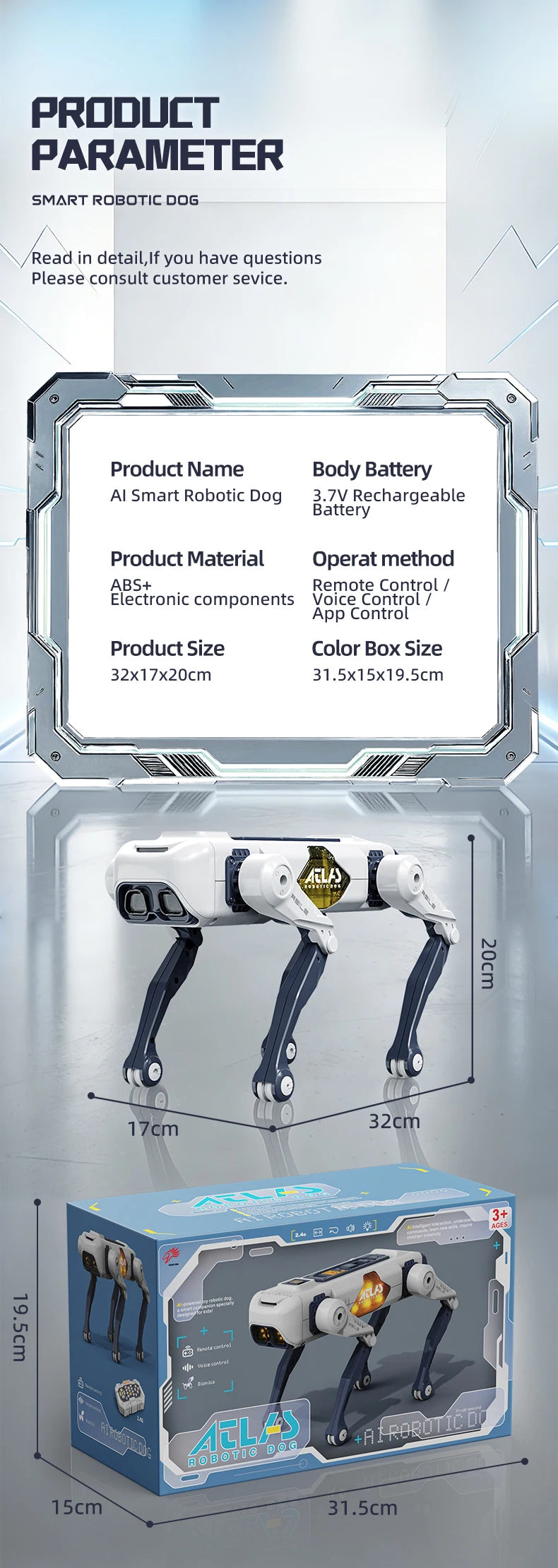 NEW AI RC Smart Robot Dog, Voice & APP Control, Programming, Dancing, Singing, 1200mAh Battery，for Kids Gift & Companion