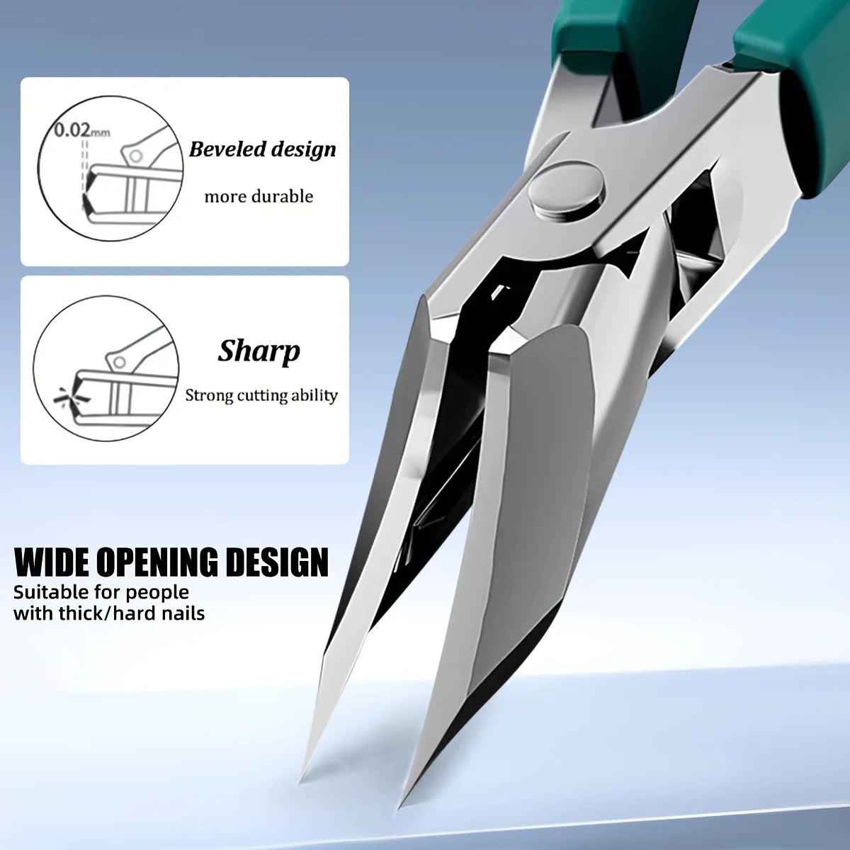 Ergonomic Thick Nail And Toenail Care Tools - Stainless Steel Precision Trimmer, Equipped with Ultra-Fine Angled Blade Design