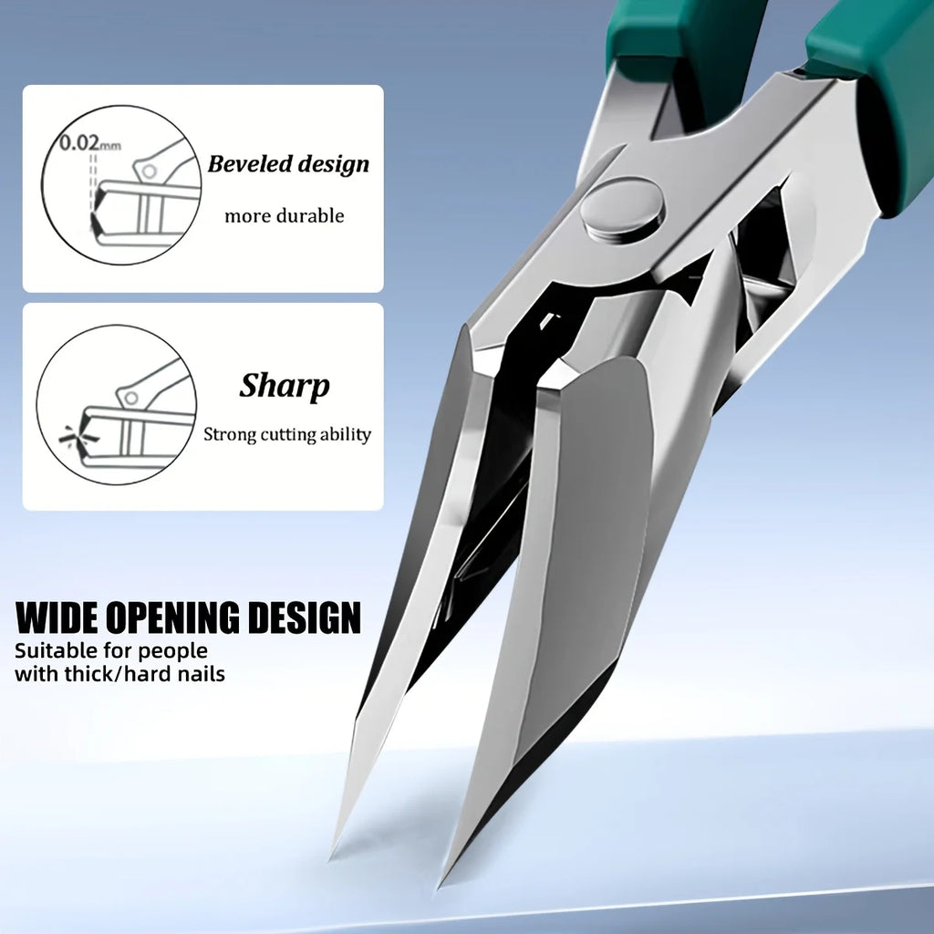 Ergonomic Thick Nail And Toenail Care Tools - Stainless Steel Precision Trimmer, Equipped with Ultra-Fine Angled Blade Design