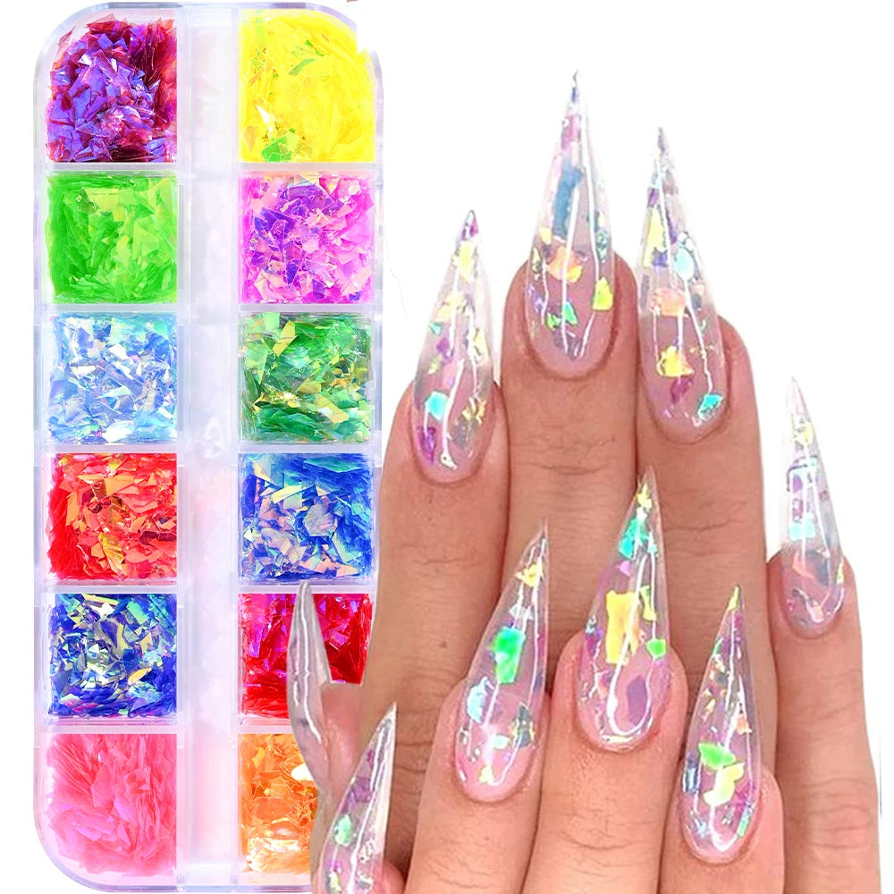 Shiny Mermaid Candy Sequin Nail Glitter Flakes Decoration Charms Irregular Paillette Accessories for Nail Art Stylist Supplies