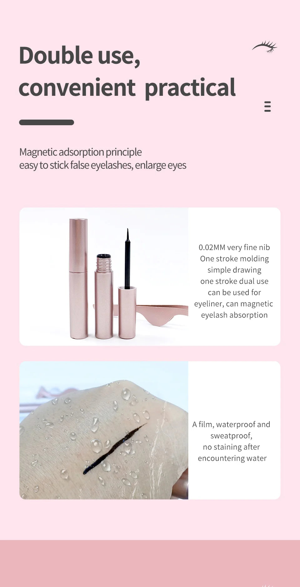 REDSIREN Natural Magnetic Lashes Makeup 1/5Pairs Reusable Magnetic  Eyelashes and Eyeliner Kit