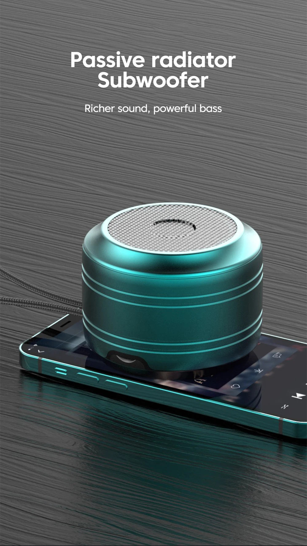 Portable wireless Bluetooth5.0 speaker - compact music audio system suitable for indoor and outdoor use