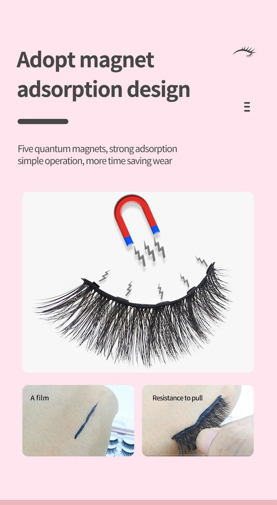 REDSIREN Natural Magnetic Lashes Makeup 1/5Pairs Reusable Magnetic  Eyelashes and Eyeliner Kit