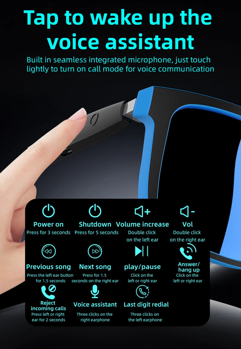 Lenovo AI Intelligent Sunglasses For Men And Women Polarized Anti Uv Sunglasses Air Conduction AI Intelligent Glasses