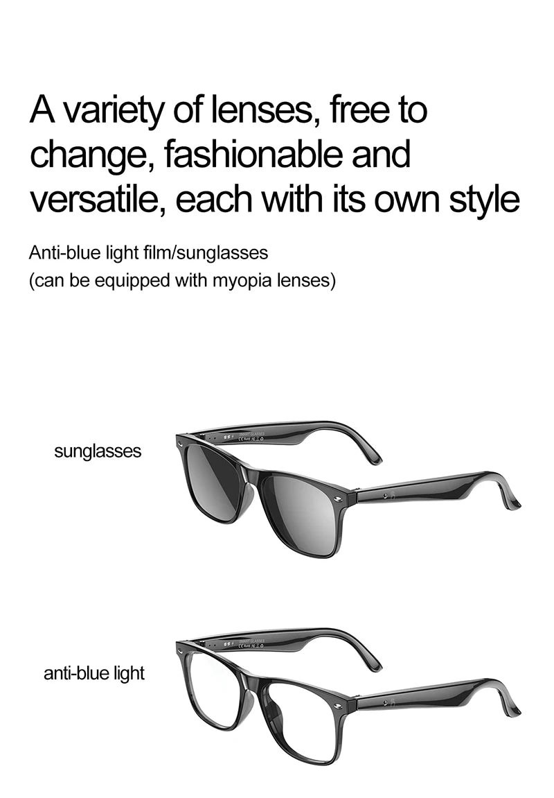 AI Smart Glasses for Men Smart Translation Glasses with Waterproof Call Function BT Smart Sunglas Outdoor Sports Headphones