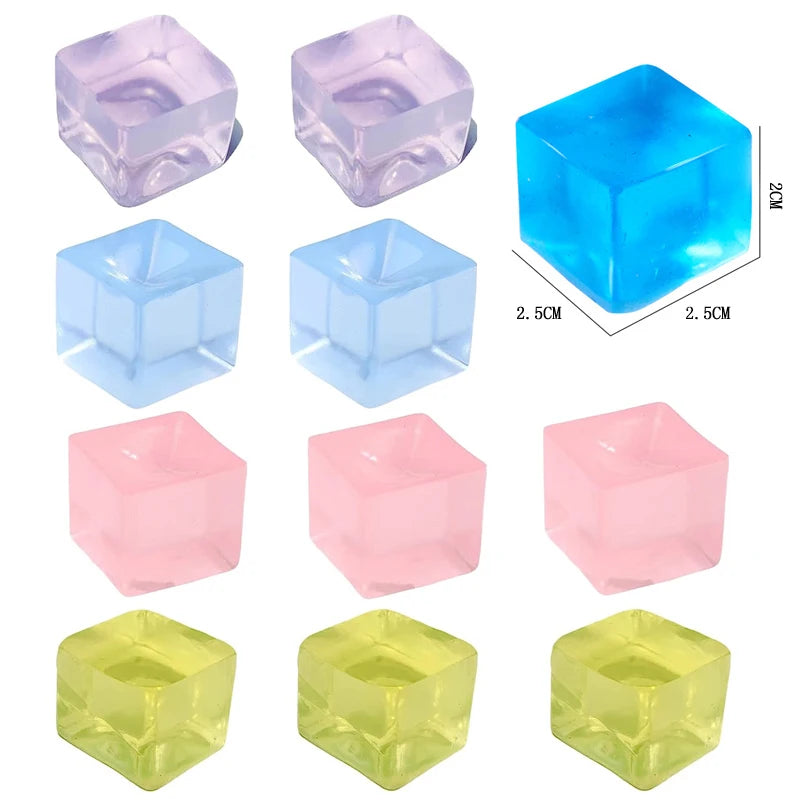 Squishy Fidget Toys Ice Cubes Soft Square Squeeze Sensory Stress Ball Anxiety Relief Party Favors Birthday Gifts Kids Boys Girls