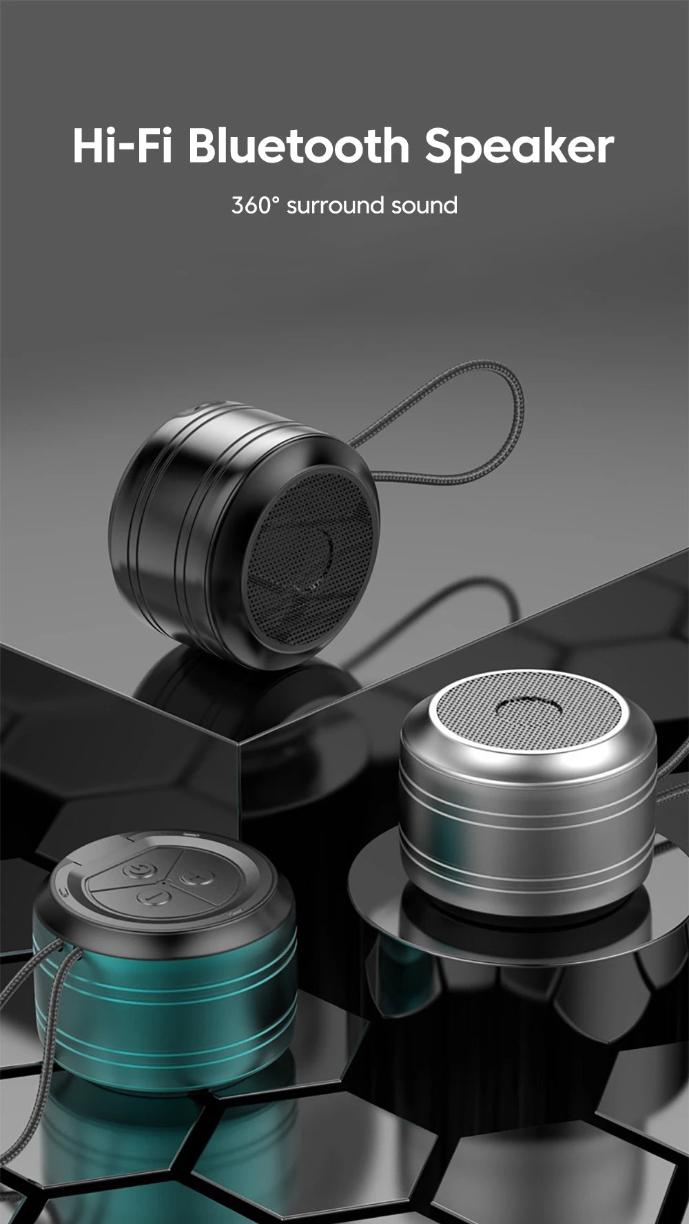 Portable wireless Bluetooth5.0 speaker - compact music audio system suitable for indoor and outdoor use