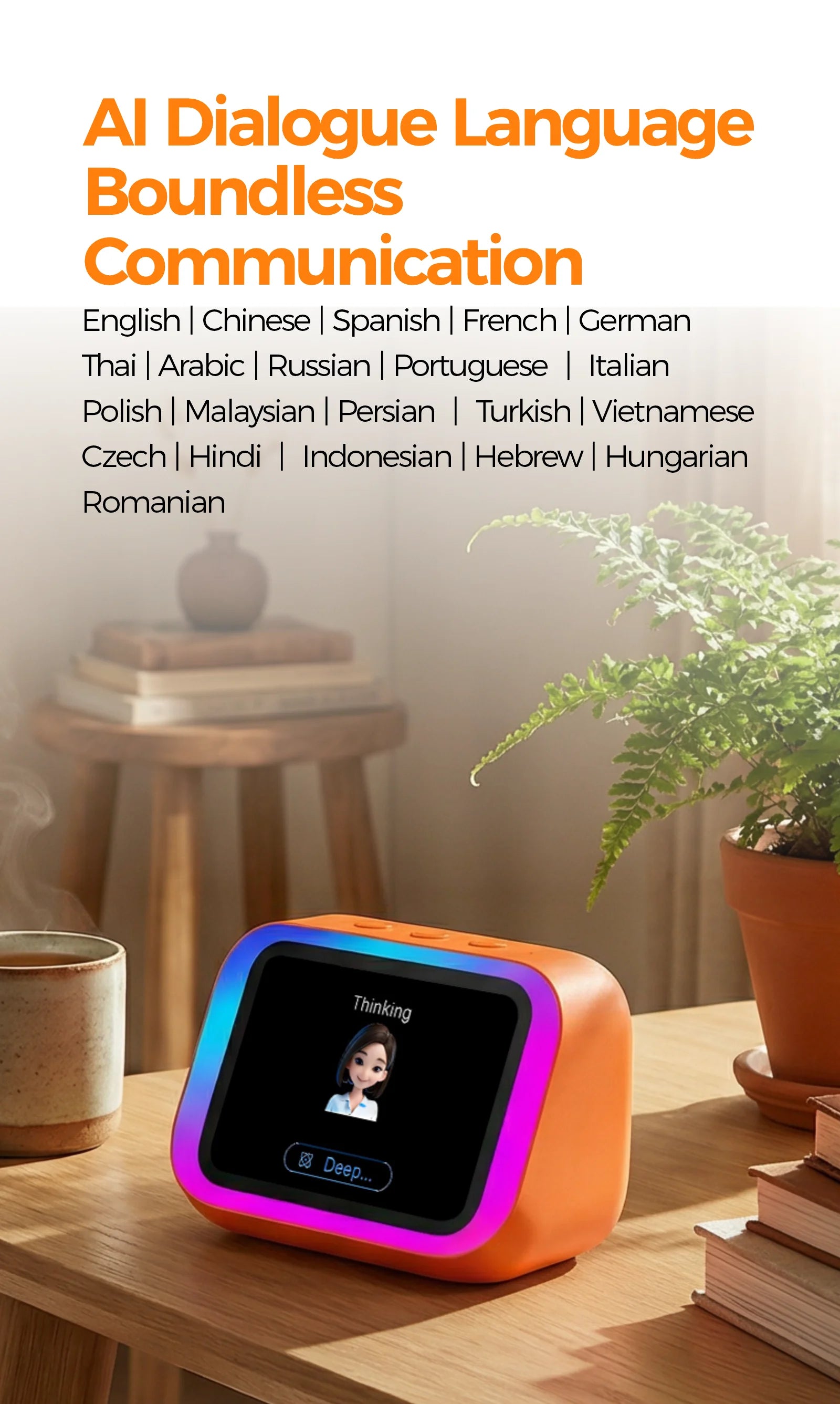 AI Bluetooth Speaker 5.4 AI voice assistant HD Touch Screen Display Electronic Album Alarm Clock Hands-free Calling