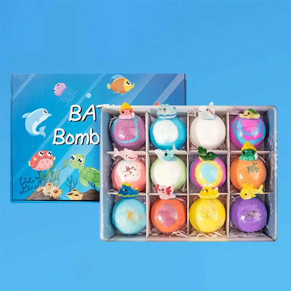 6-12PCS  Kids Bath Bombs Natural Mega Bubbles Surprise Ocean Toys Gift Set Skin Friendly Bathing Kit for Boys and Girls