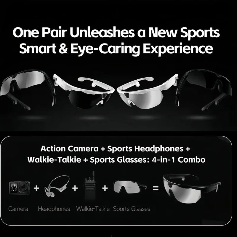 2026 AI Skiing Smart Glasses 800W HD Anti-shake Camera Goggles 3D Surround Sound AI Chat Call UV400 Sport Sunglasses Men Outdoor