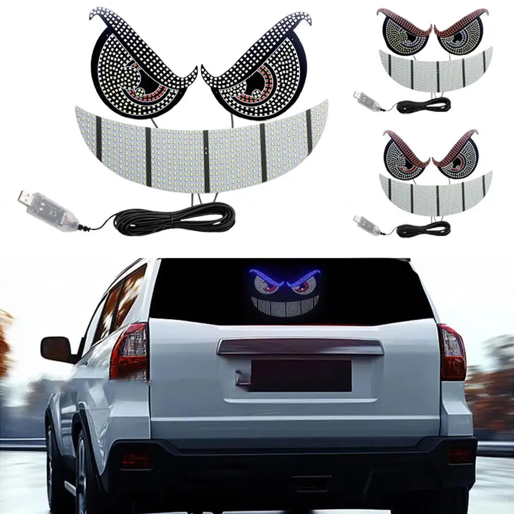New Car Dynamic Devil's Eye Light LED Rear Windshield Decorative Warning Light With 11 Modes For Auto Modification Accessories