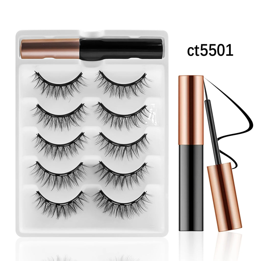 REDSIREN Natural Magnetic Lashes Makeup 1/5Pairs Reusable Magnetic  Eyelashes and Eyeliner Kit