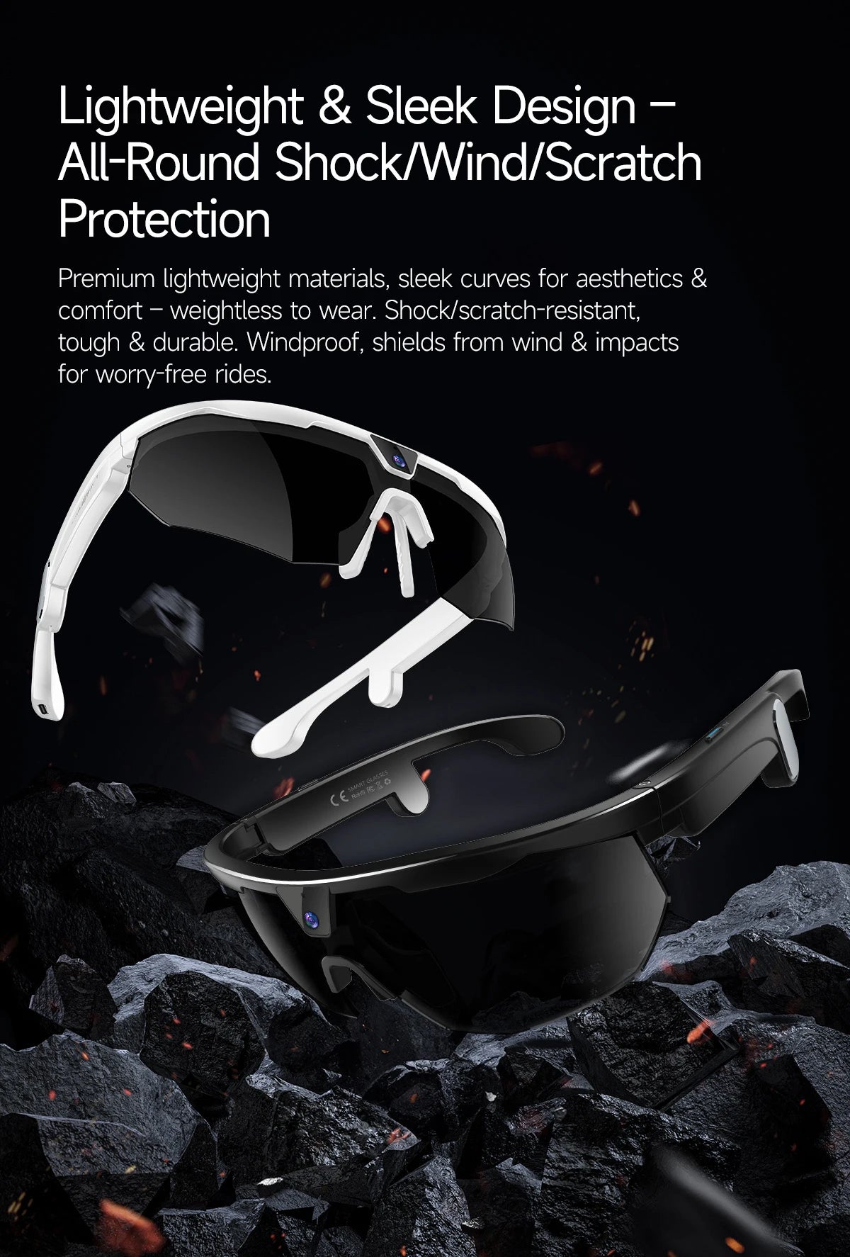New AI smart glasses for outdoor cycling featuring an 800p camera and a compact, high-definition anti-shake action camera