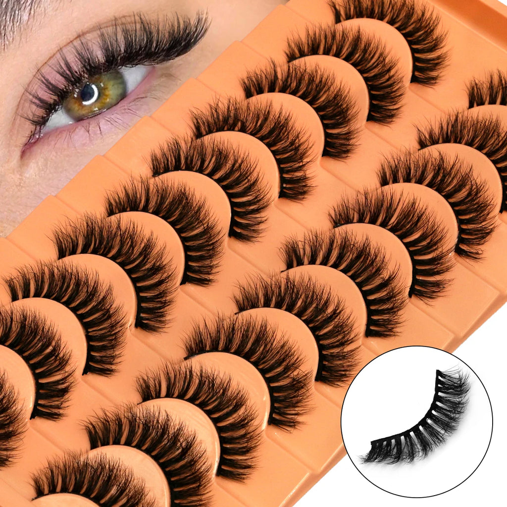 GROINNEYA Fluffy Eyelashes Cat Eye Style Long Lasting Dramatic 3D Faux Mink Eyelashes Volume Thick Long lashes Extension