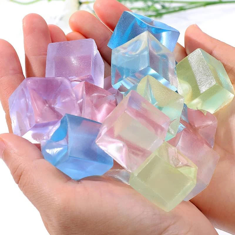 Squishy Fidget Toys Ice Cubes Soft Square Squeeze Sensory Stress Ball Anxiety Relief Party Favors Birthday Gifts Kids Boys Girls