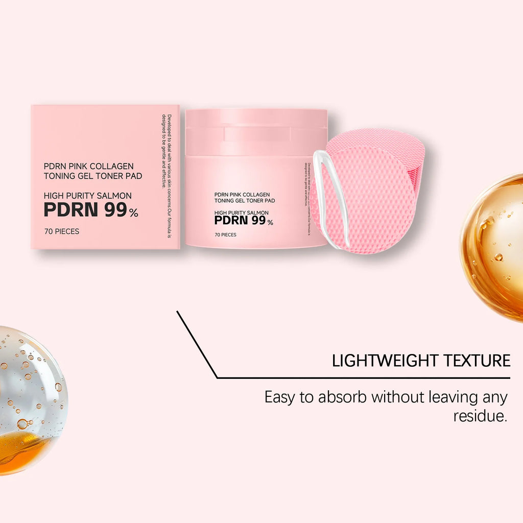 PDRN Collagen Toner Pads Repair Skin Barrier Calm Redness Hydrate Skin Reduce Skin Fine Lines Brighten Dullness Facial Toner Pad