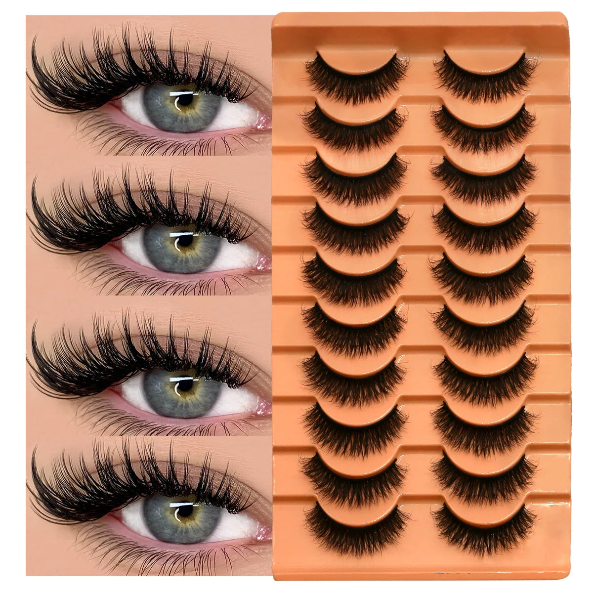 GROINNEYA Fluffy Eyelashes Cat Eye Style Long Lasting Dramatic 3D Faux Mink Eyelashes Volume Thick Long lashes Extension