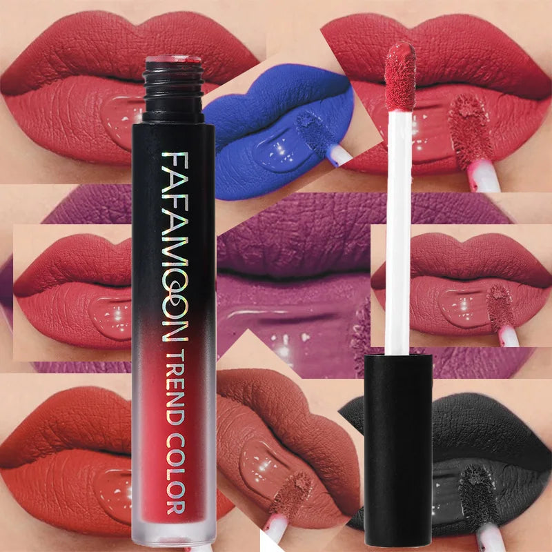 Non Stick Cup Liquid Lipstick 18 Colors Nude Pigment Lasting Lip Gloss Matte Finish Resistant To Fading Waterproof Lip Cosmetics