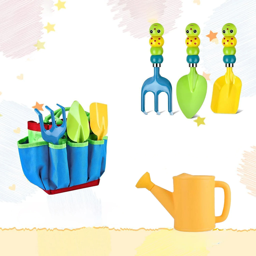 Colorful Garden Tools Toys for children Outdoor Gardening Trowel Shovel Rake Yard Watering Pot Digging Beach Safe Toys Kids Gift