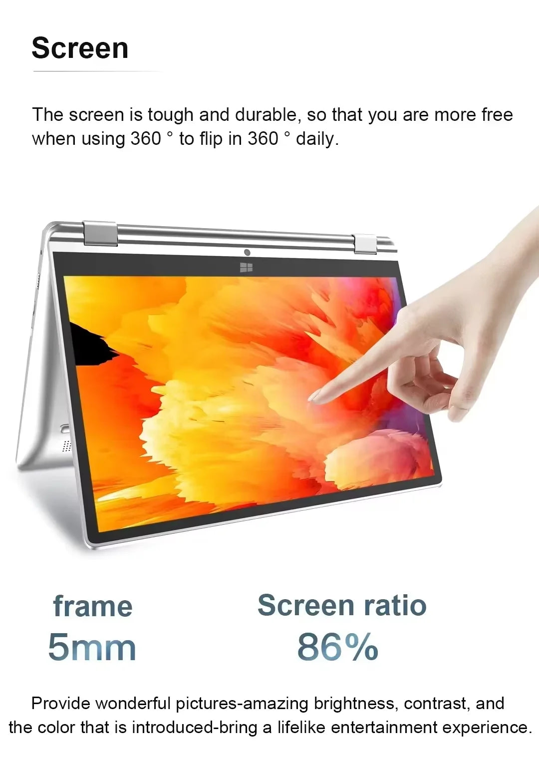 11.6 Inch Touch Screen Laptop 2 in 1 Intel i7 8500Y Windows 11 Pro Computer 8GB DDR4 512GB 1TB 2TB SSD study Notebook PC