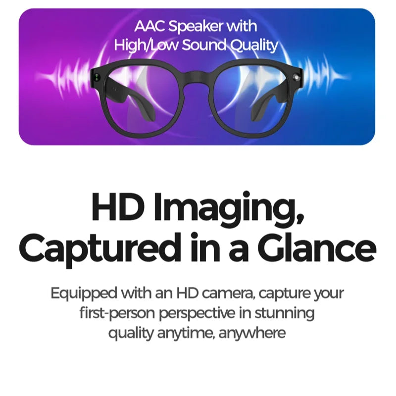 AI Smart Glasses AI Translation 8MP HD Camera 4K Shooting Image Conversation Recording Listening To Music Smart Glasses New