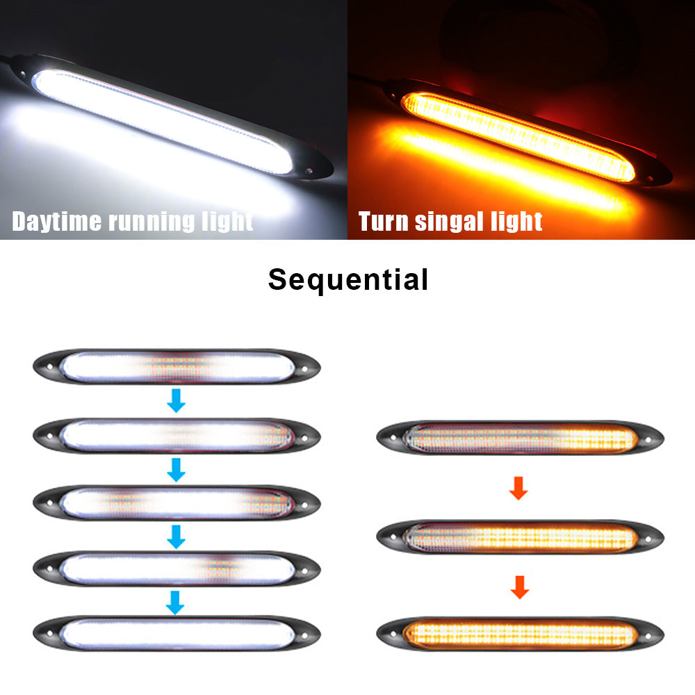 Car DRL Daytime Running Light Car Streamer Flow Day Light Auto Headlight Sequential Strip 2 Pcs/set